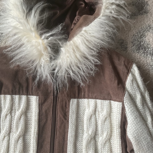 PHOSPHORUS unique Lamb Fur suede sweater jacket - Picture 11 of 12